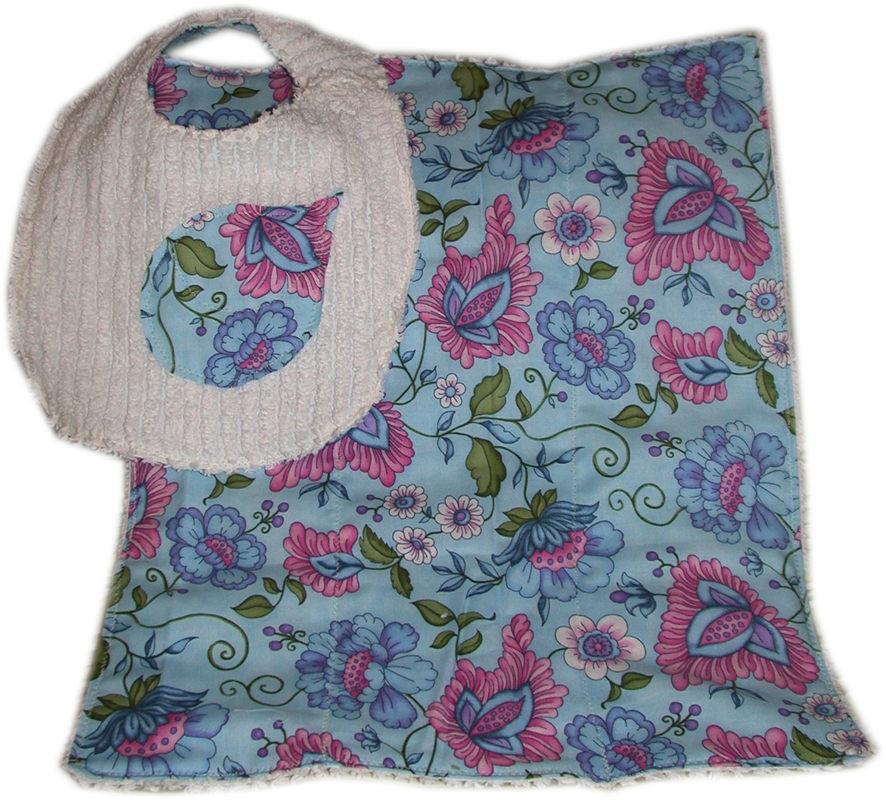 Set of Reversible Chenille Bib and Burp Cloth, Pink & Blue [TDBBS0013] - $15.00