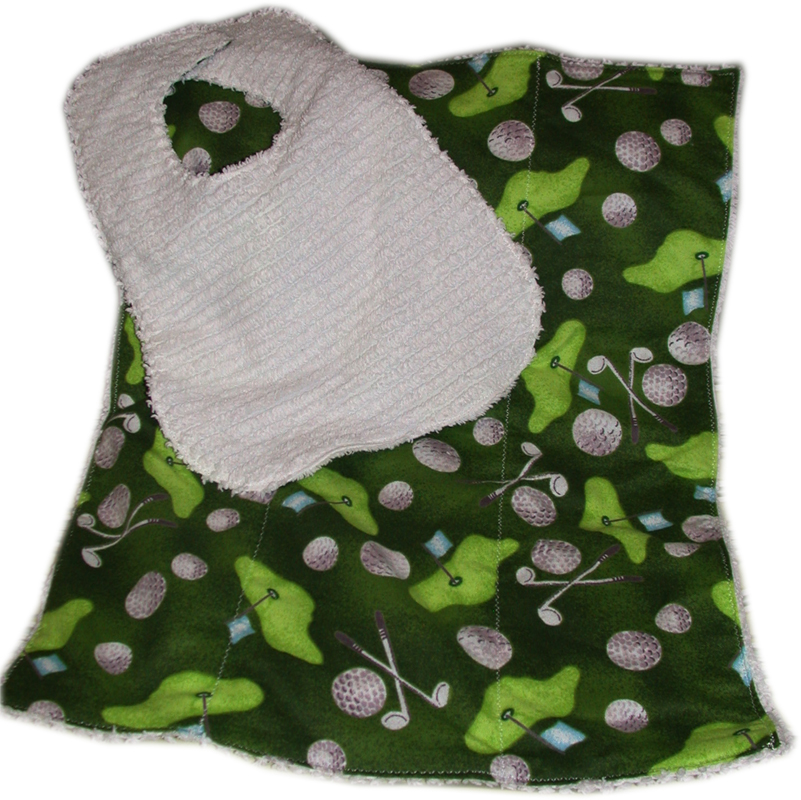 chenille bib and burp set