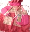 Pink Kid's Apron Set (Apron, Chef's Hat, Mitten and Pot Holder), 3-5 years old